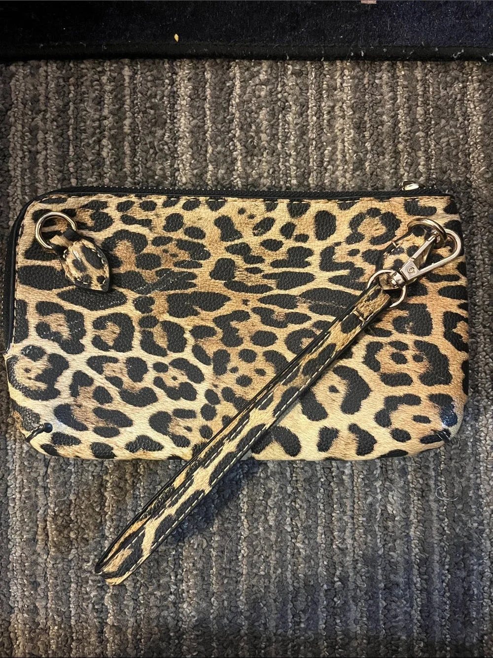 Leopard Print Wristlet Clutch - Tan and Black Joy Susan NWOT 60